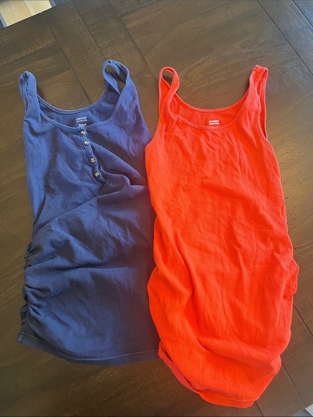 Maternity Pair of Ribbed Tank Tops in Navy and Bright Red